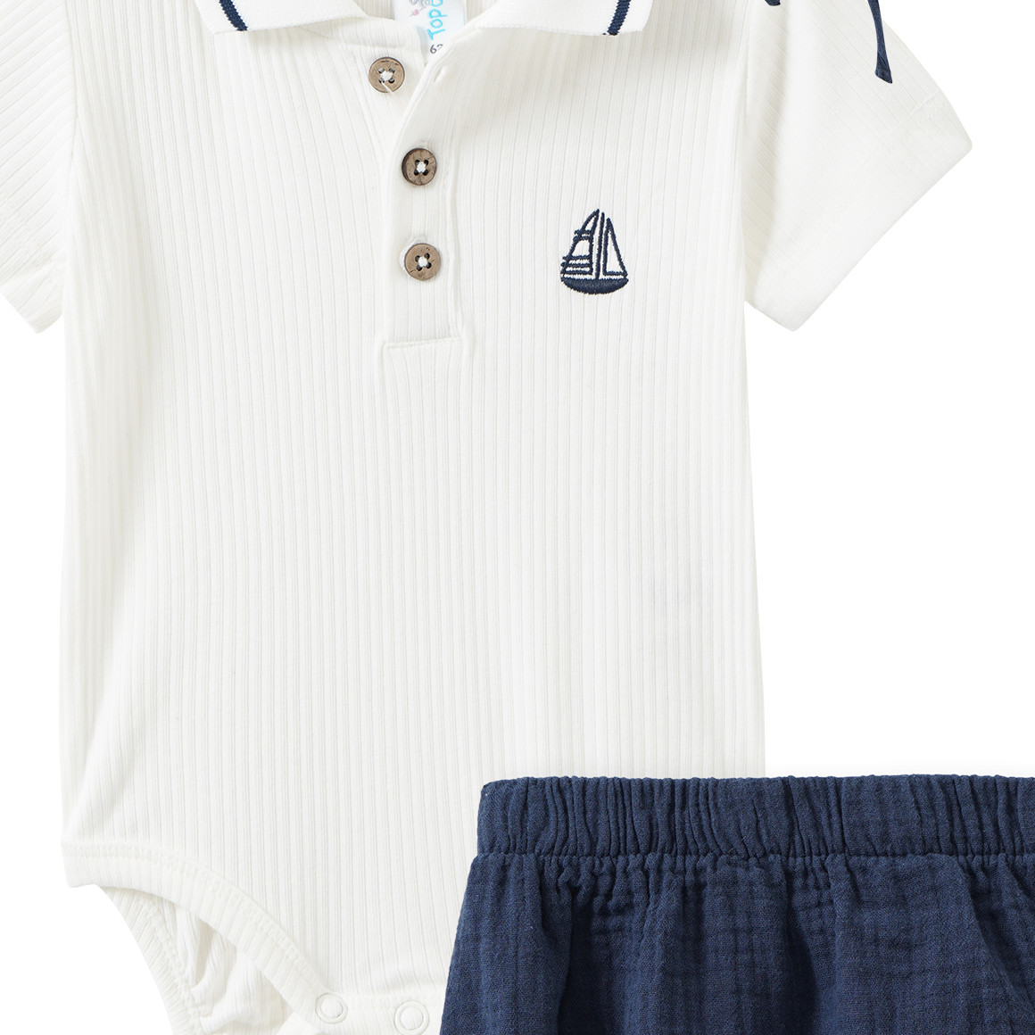 Newborn Set mit Body, Shorts und Mütze