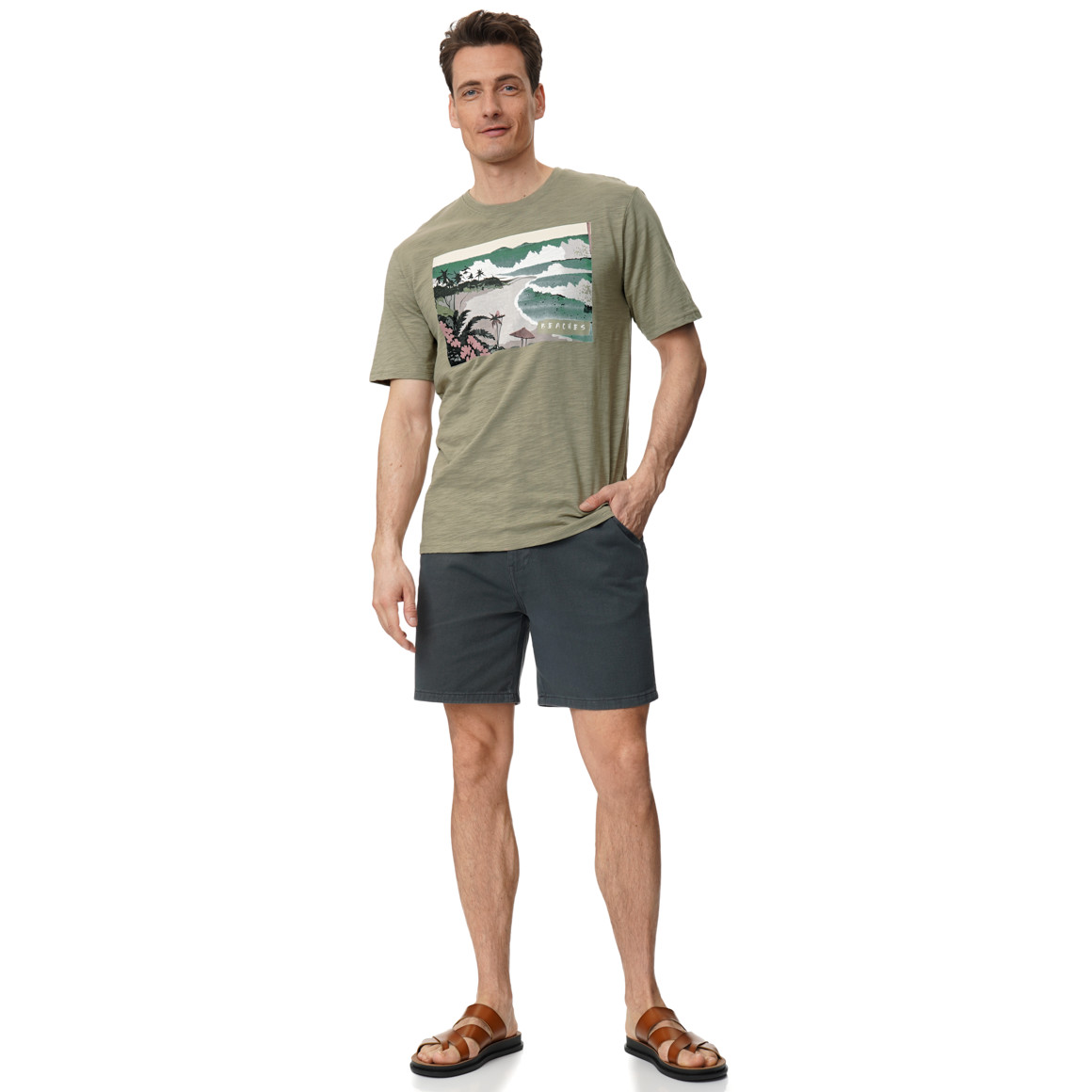 Heren-T-shirt met grote print