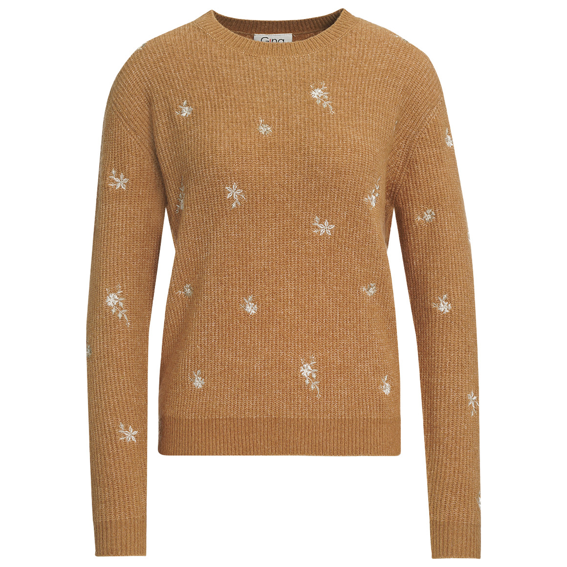 Gebreide damestrui met borduursel