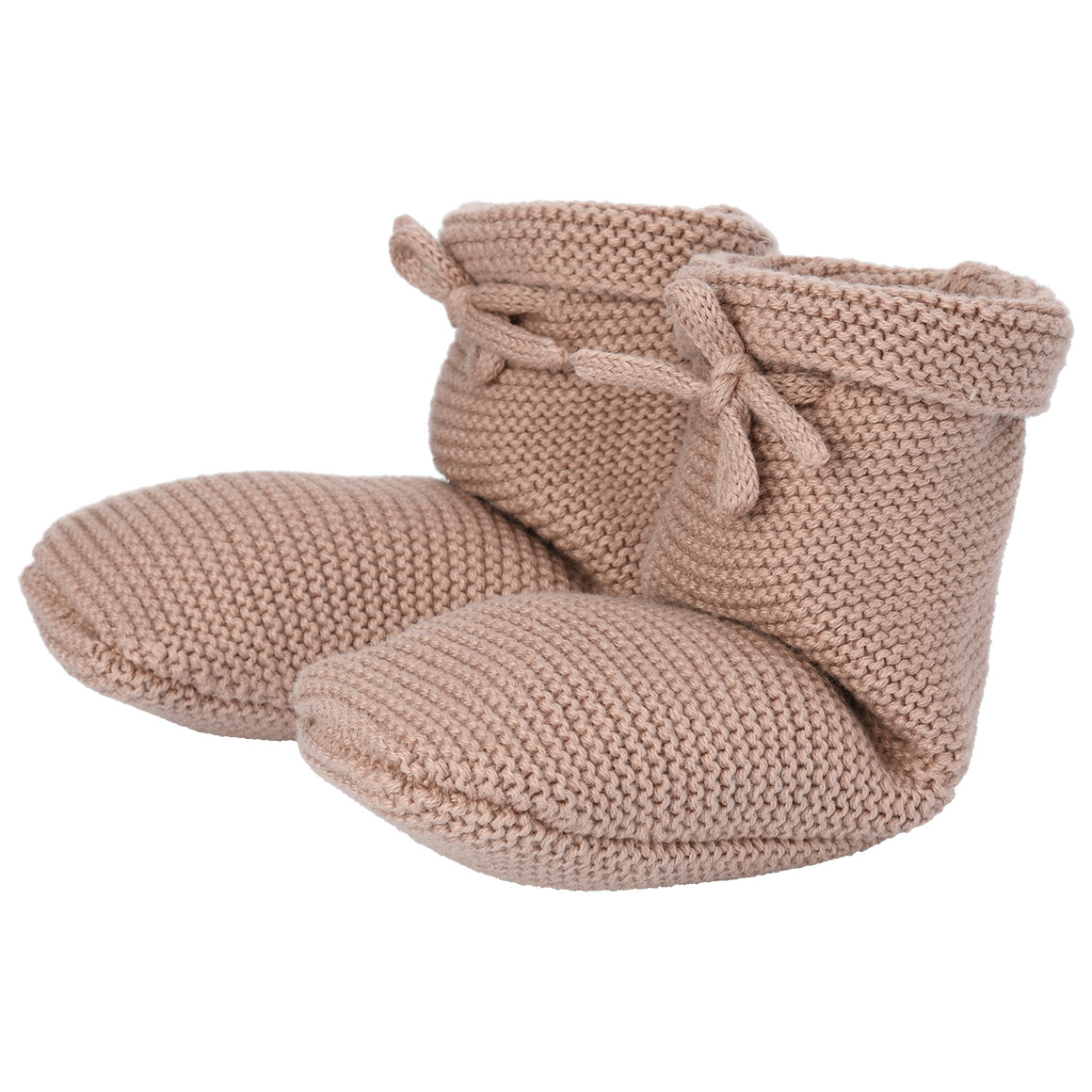 1 paar gebreide babyschoentjes met veters