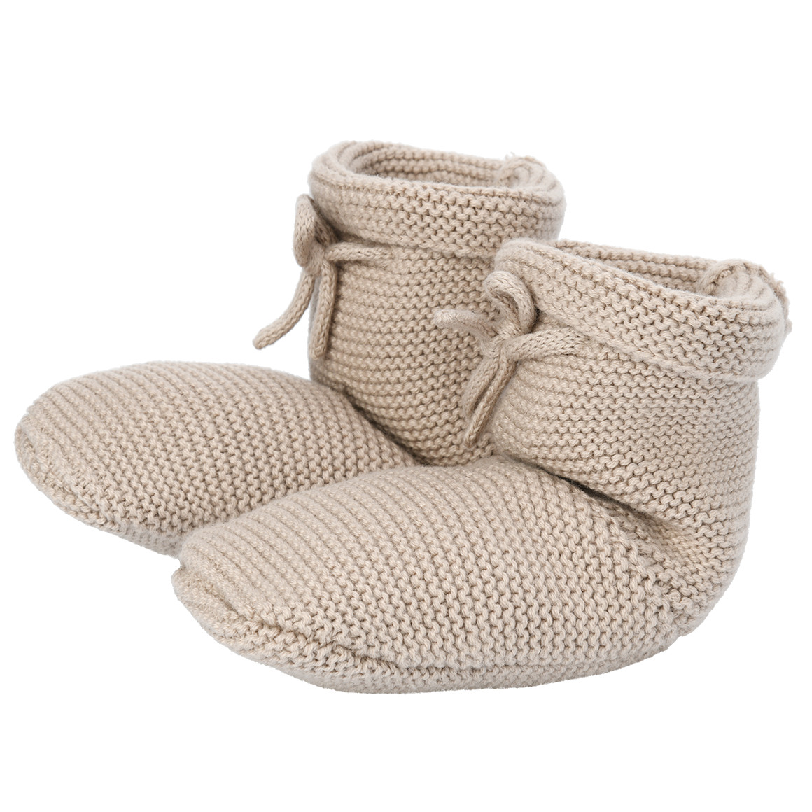 1 paar gebreide babyschoentjes met veters