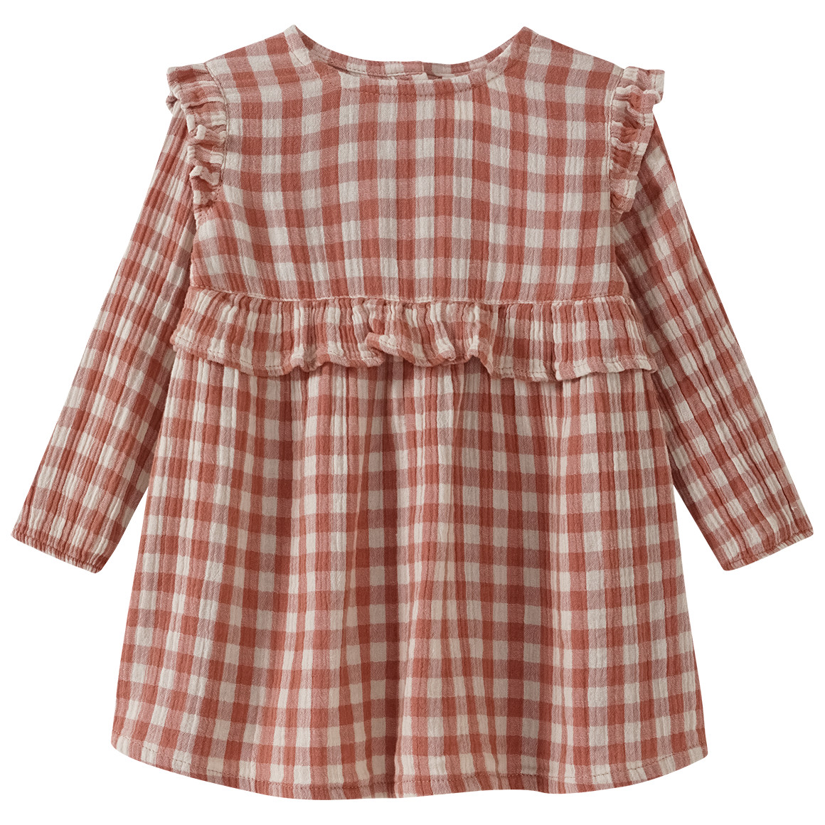 Babyjurk van mousseline met ruitenpatroon