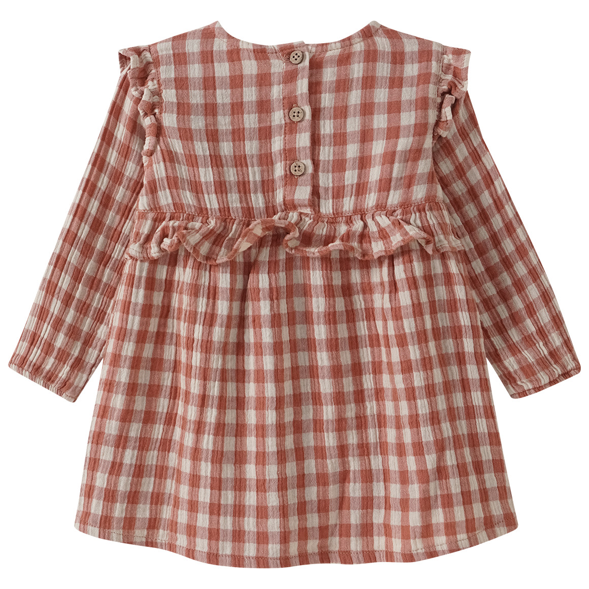 Babyjurk van mousseline met ruitenpatroon