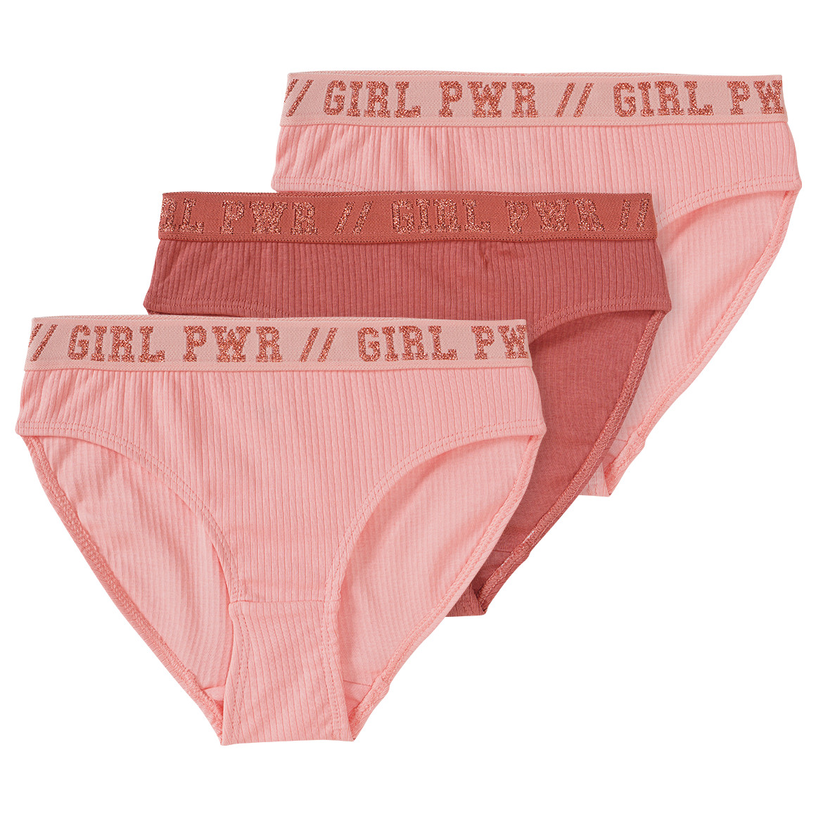 3 Mädchen Slips mit Rippstruktur