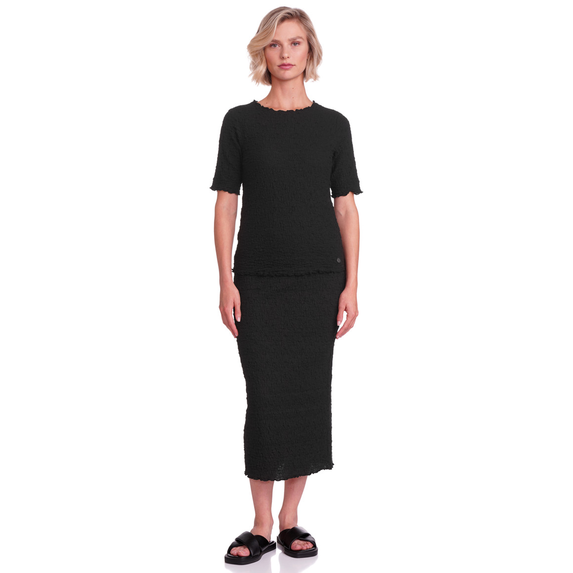 Damen T-Shirt in Crepp-Optik