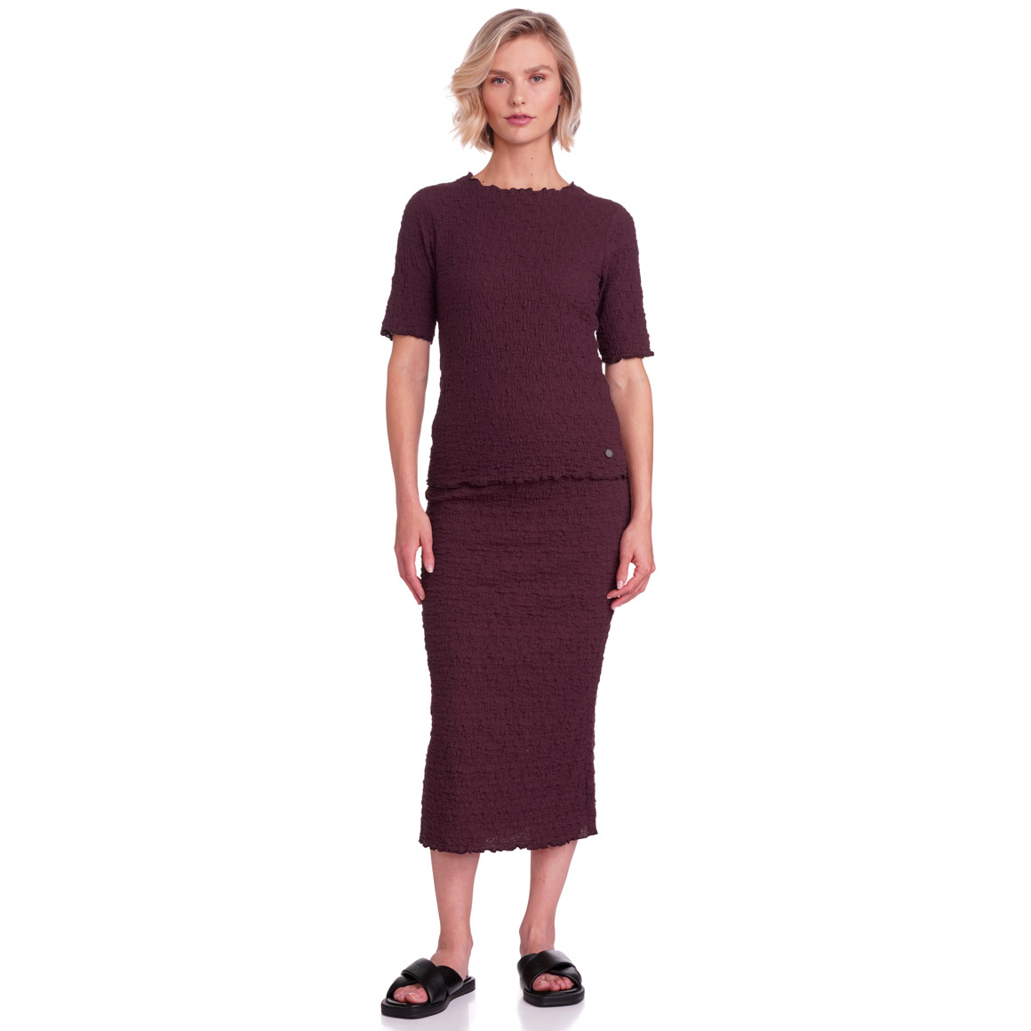 Dames T-shirt in crêpe-look