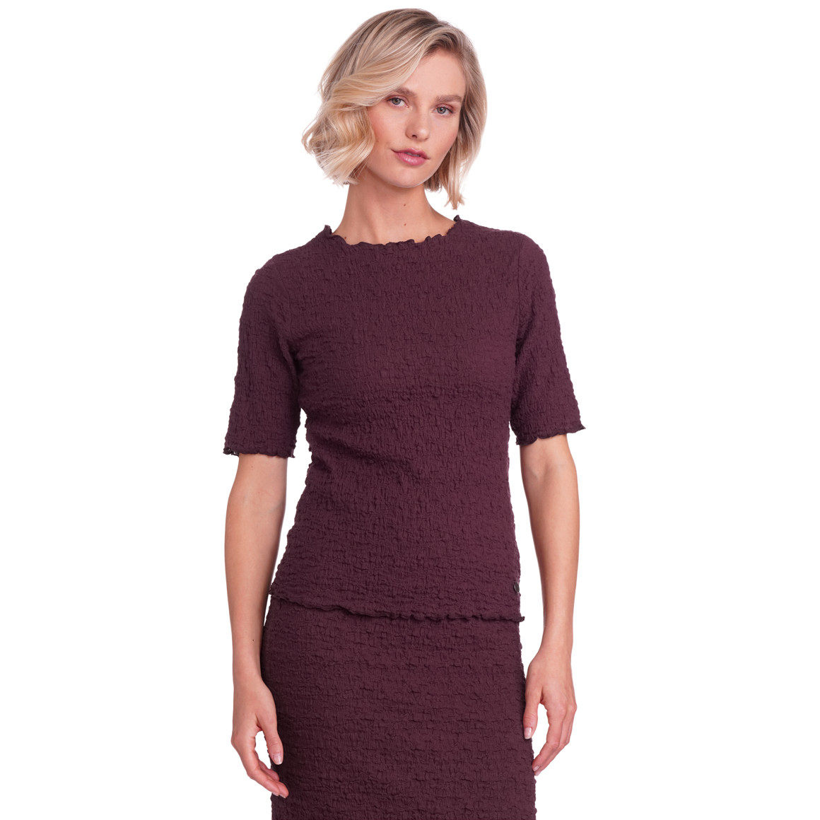 Dames T-shirt in crêpe-look