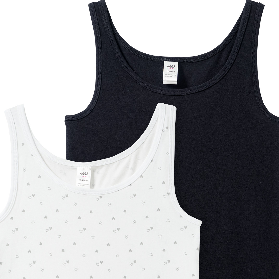 2 Mädchen Unterhemden unifarben