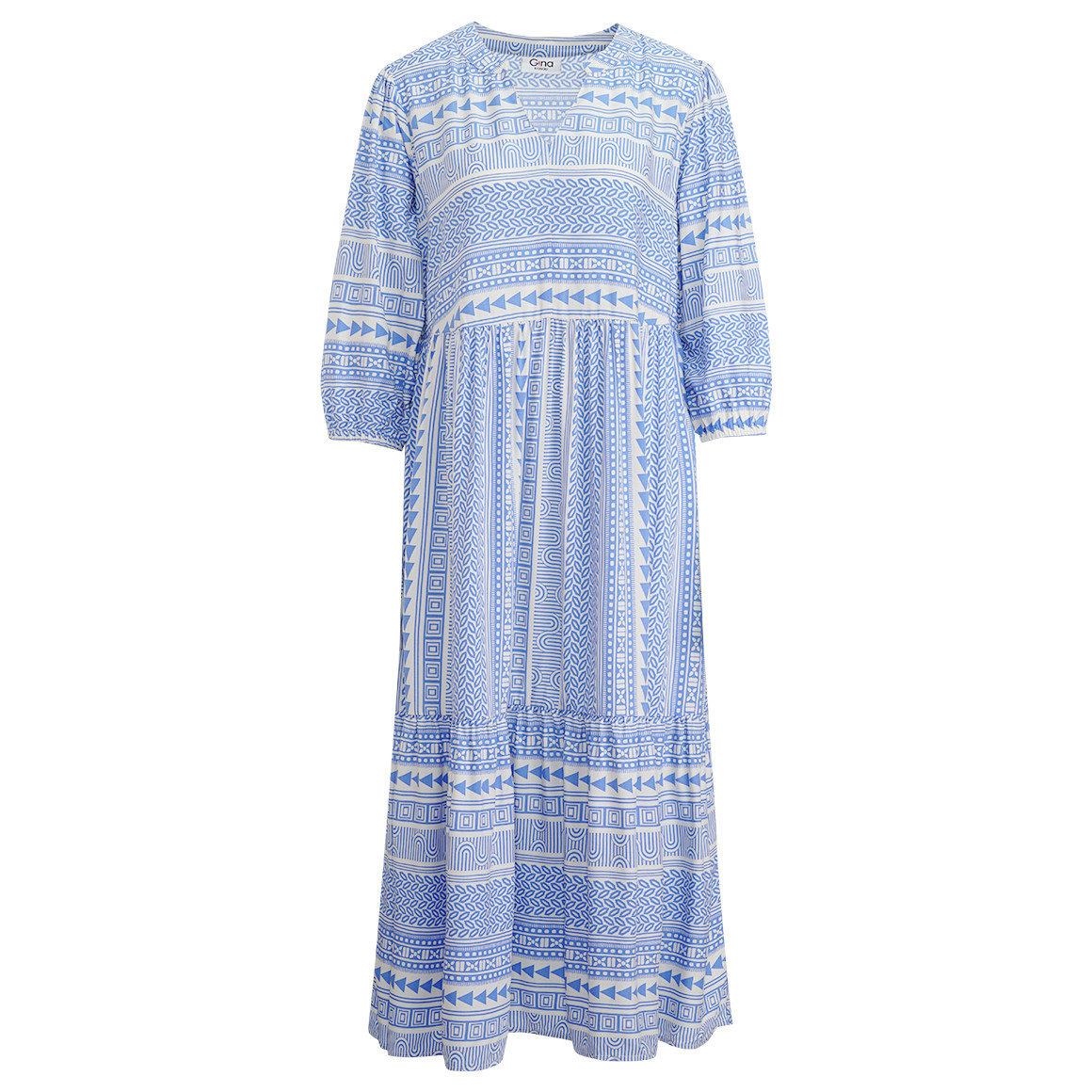 Dames maxi-jurk met all-overmotief