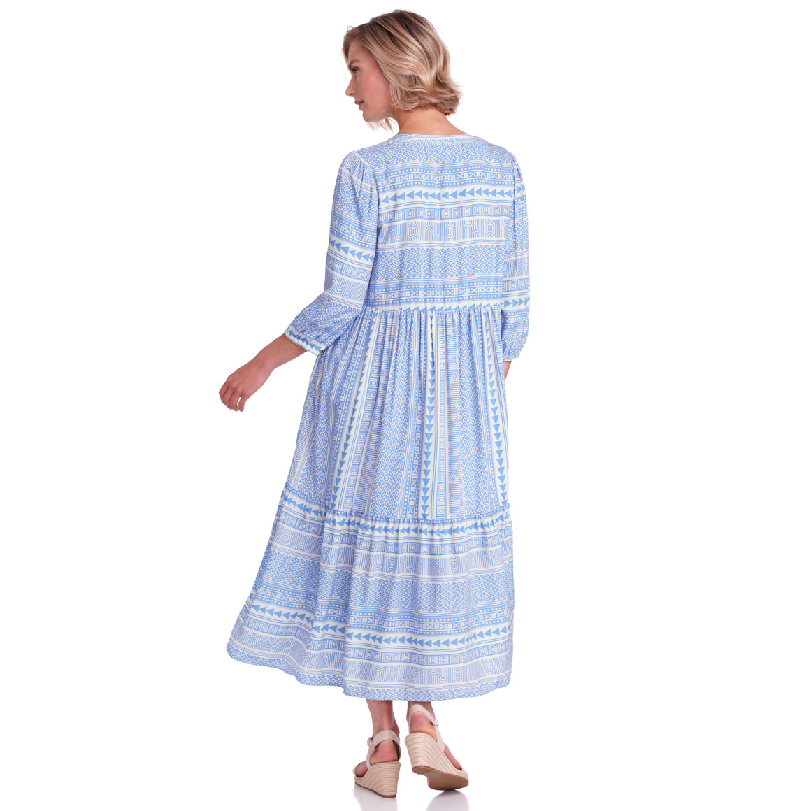 Dames maxi-jurk met all-overmotief