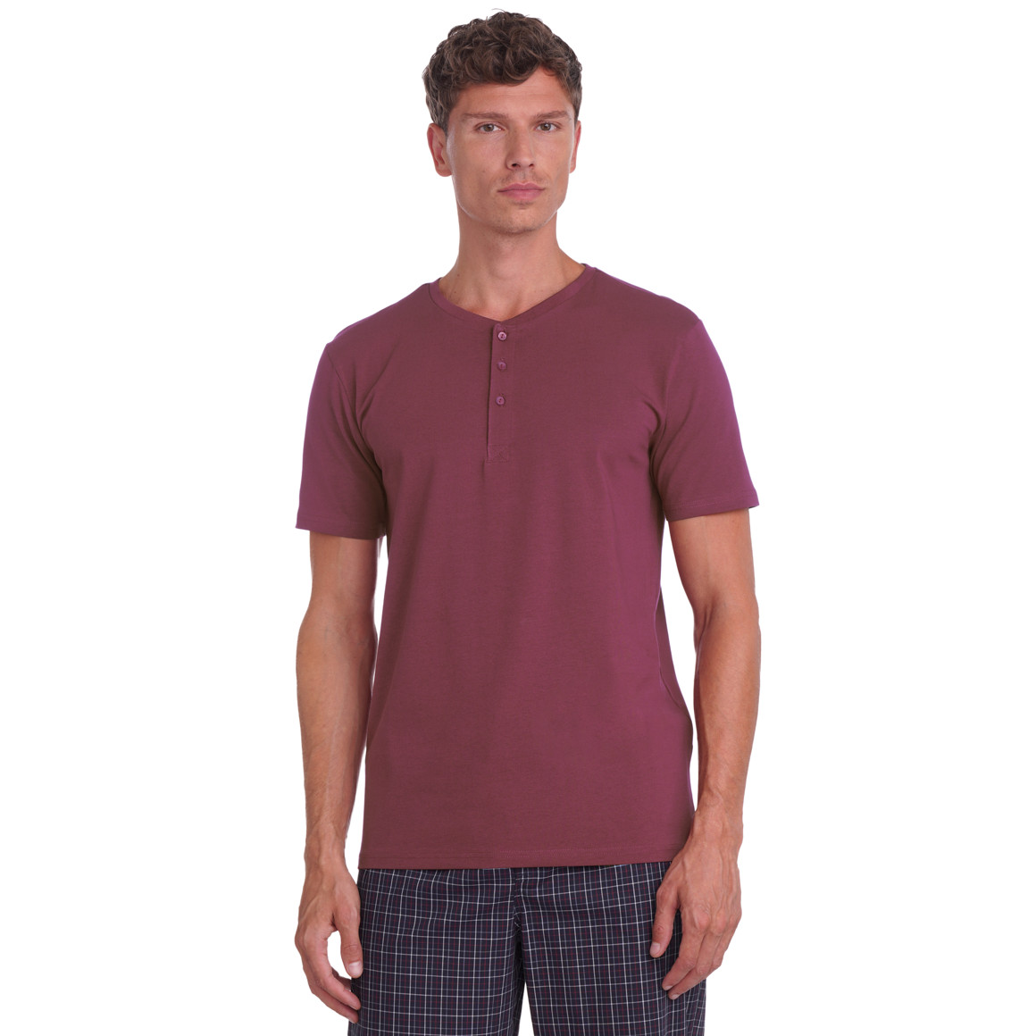 Herren T-Shirt mit Serafino-Ausschnitt 