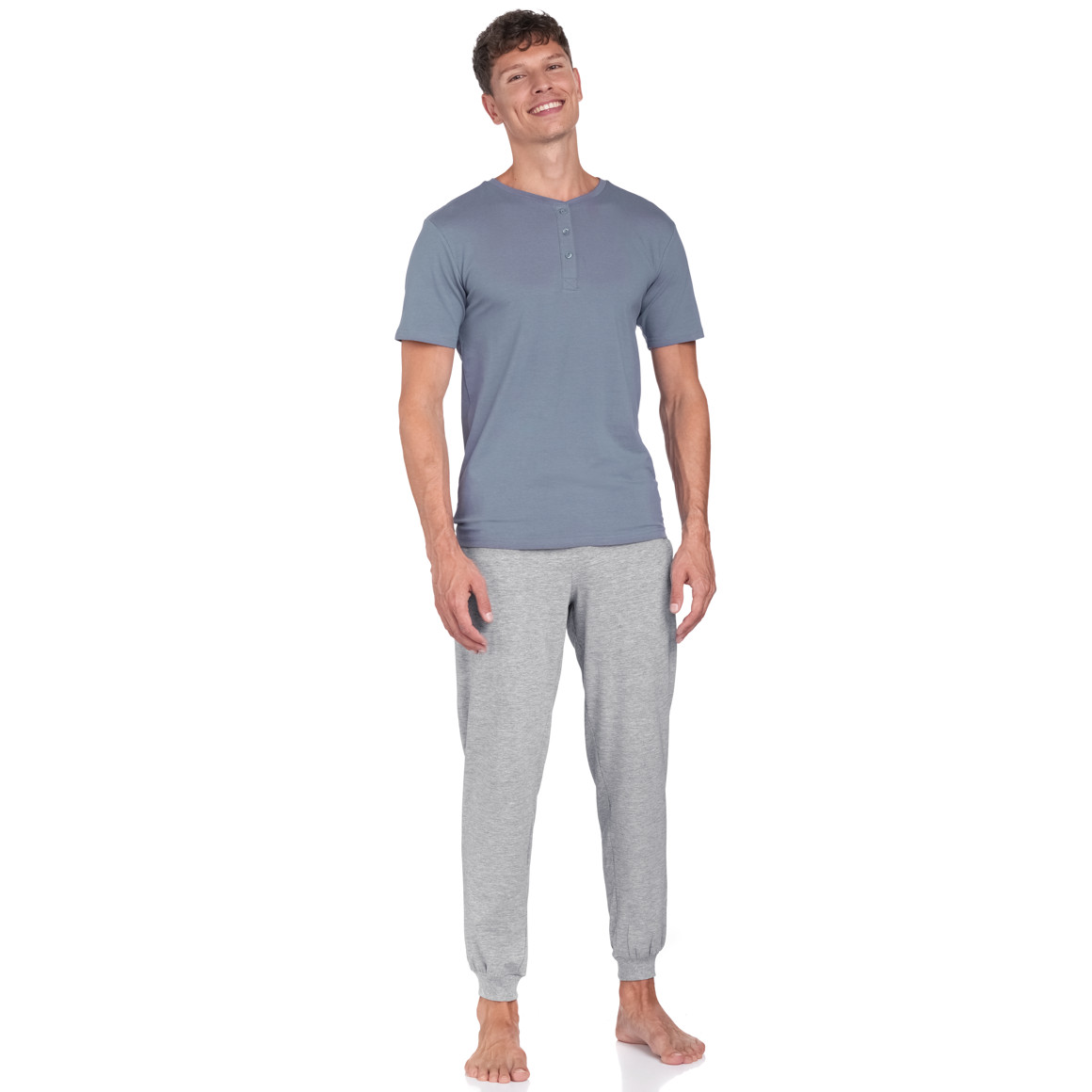 Herren T-Shirt mit Serafino-Ausschnitt