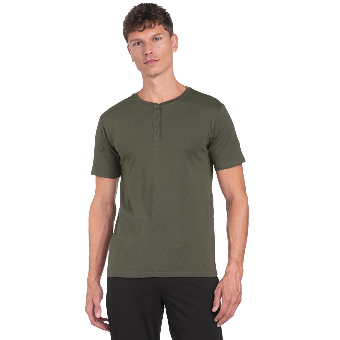 Herren T-Shirt mit Serafino-Ausschnitt