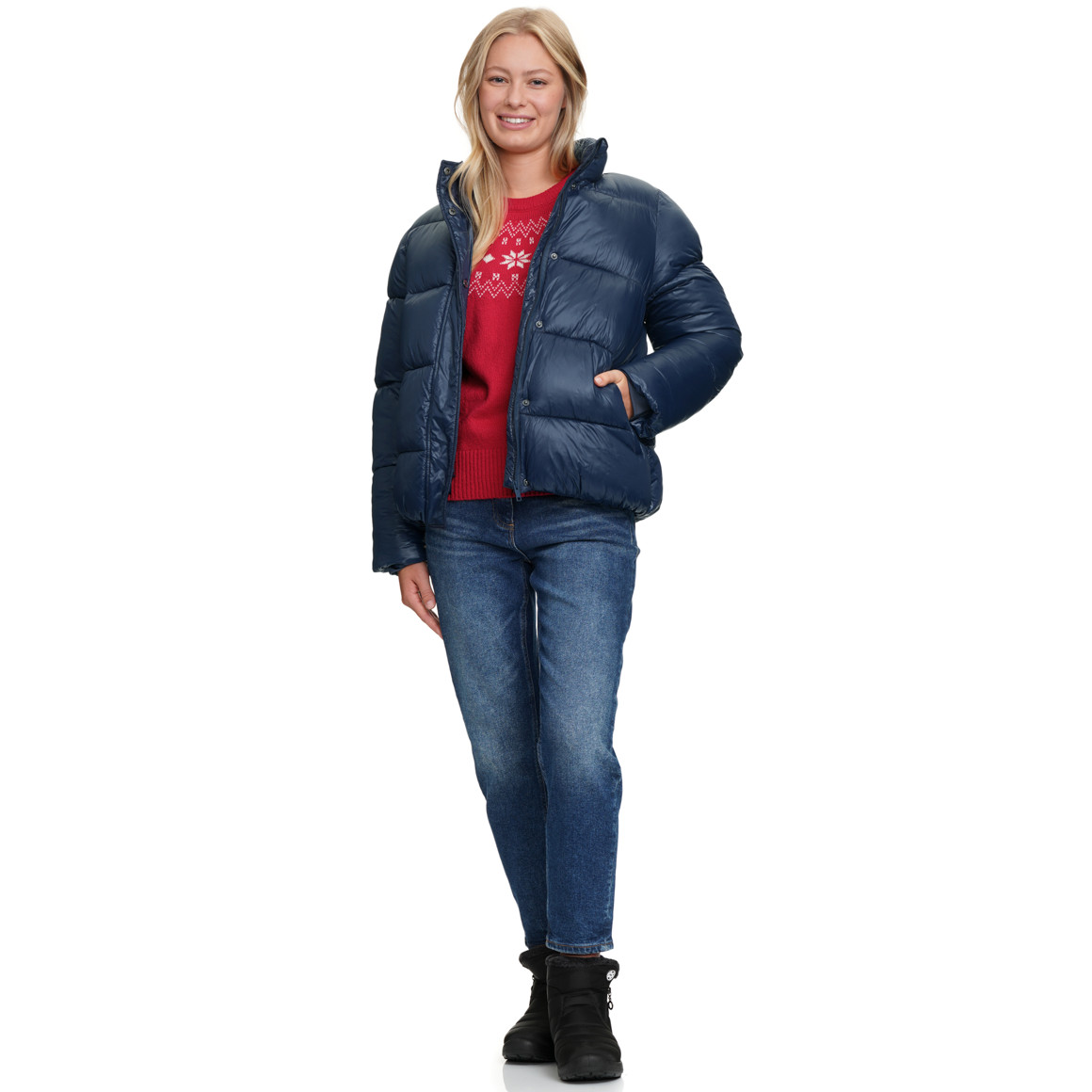 Dames winterjas met glanzende look