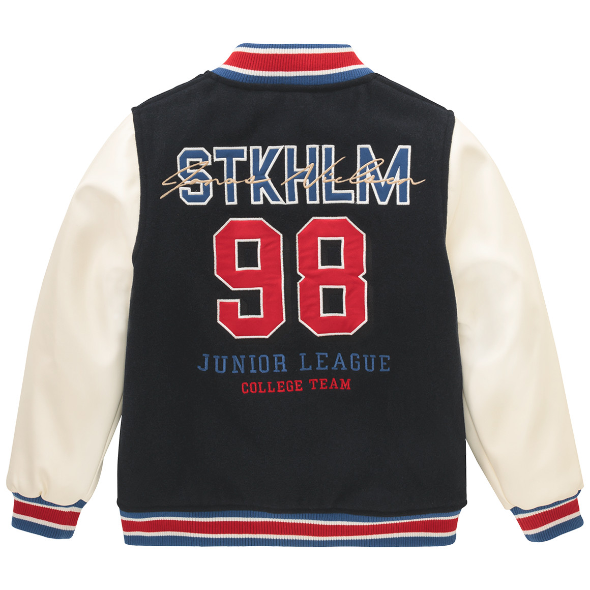 College-jas voor jongens met rugprint