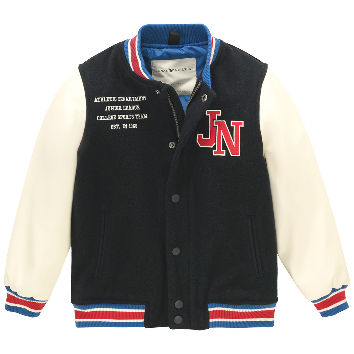 College-jas voor jongens met rugprint