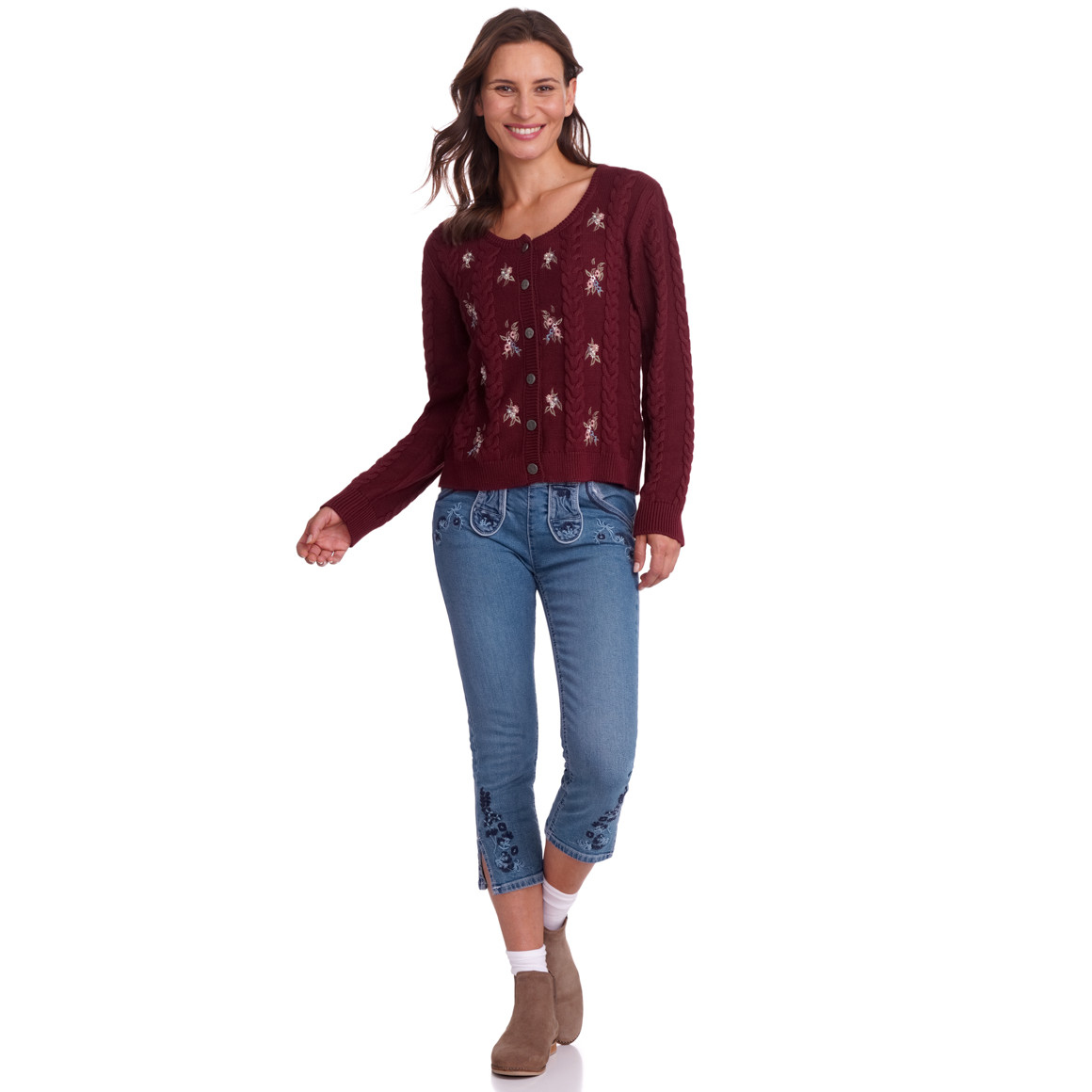 3/4 Damen Trachtenhose mit Stickereien