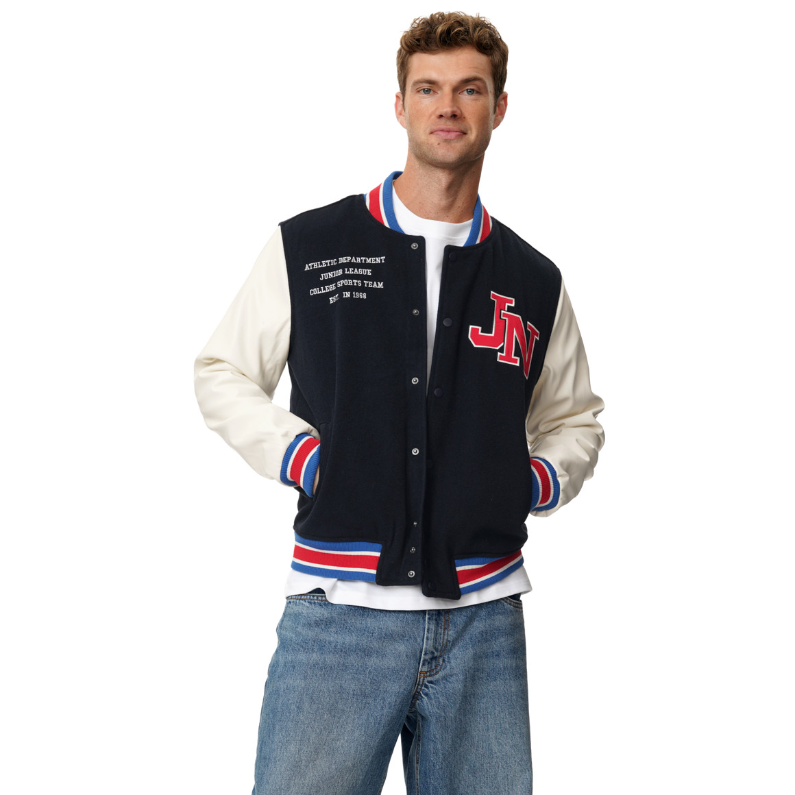 Herren Collegejacke mit Backprint
