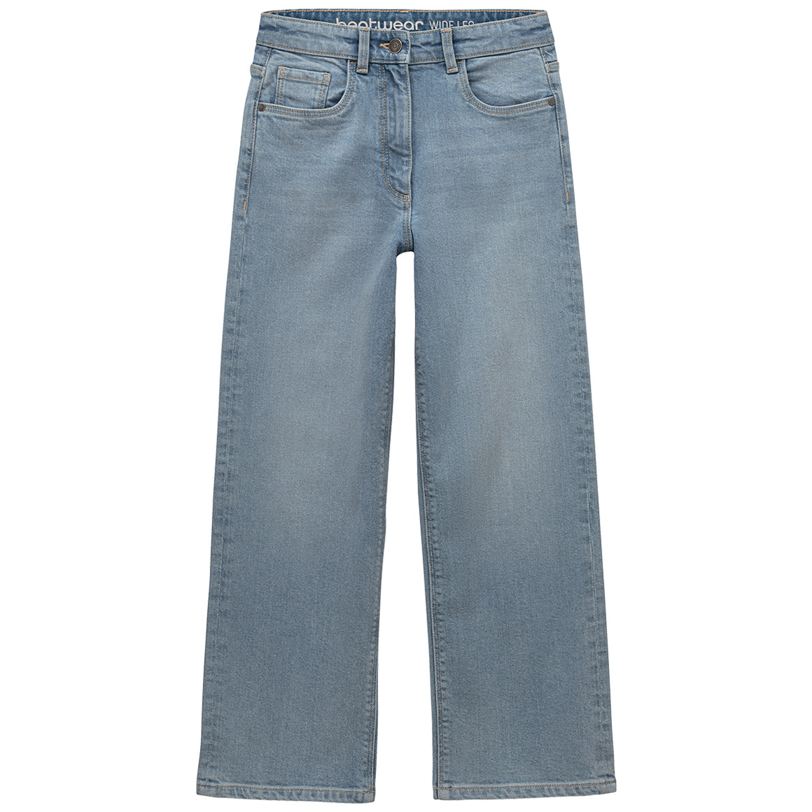 Mädchen Wide-Leg-Jeans mit verstellbarem Bund