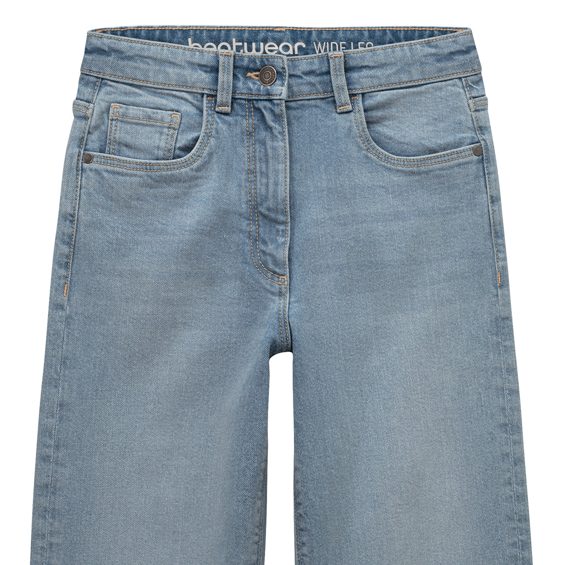 Mädchen Wide-Leg-Jeans mit verstellbarem Bund