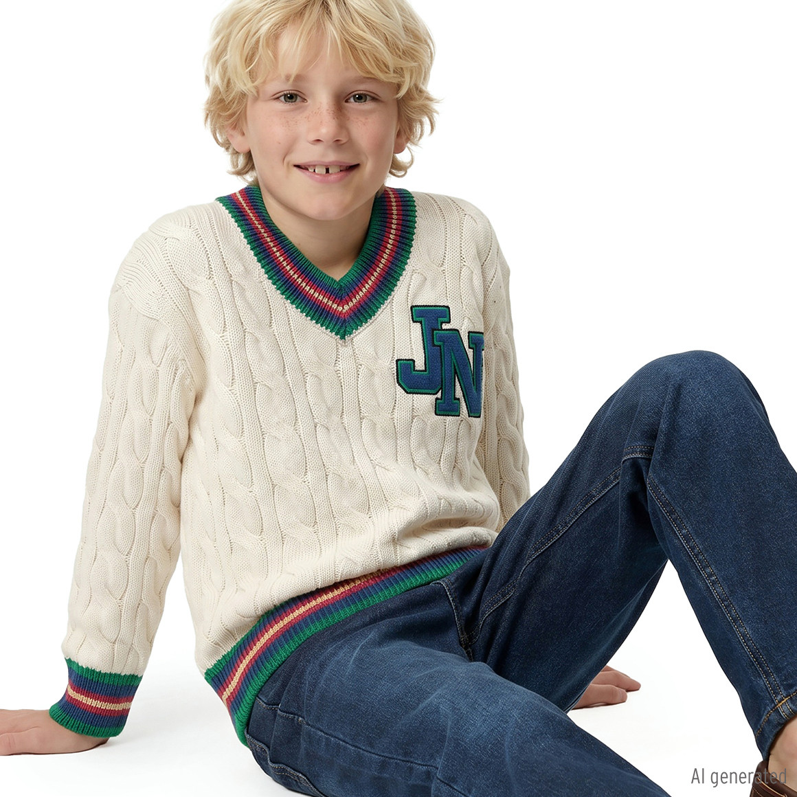 Jungen Strickpullover im College-Style
