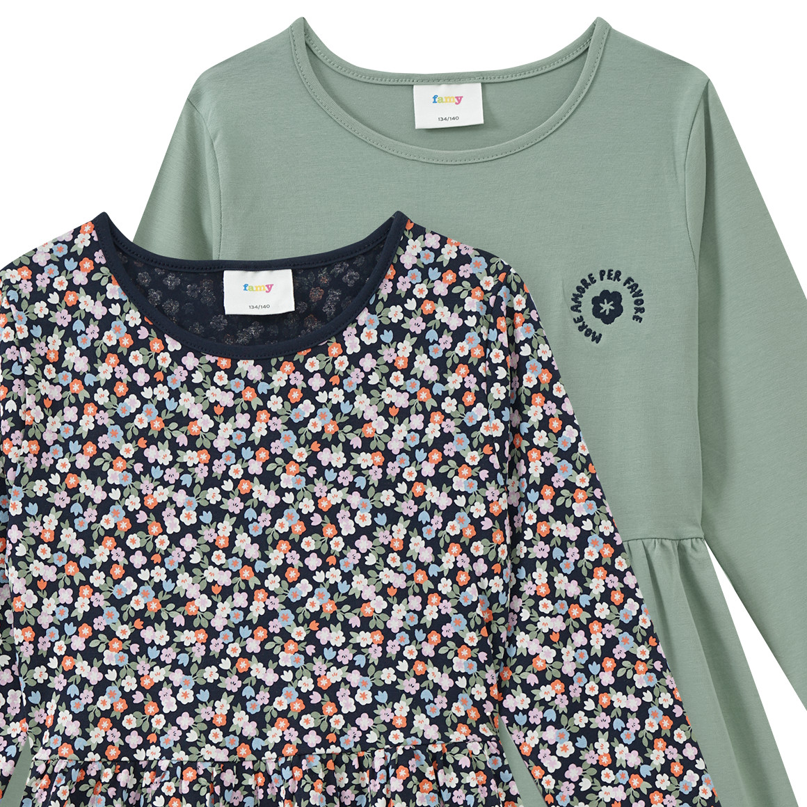 2 Mädchen Kleider in verschiedenen Dessins