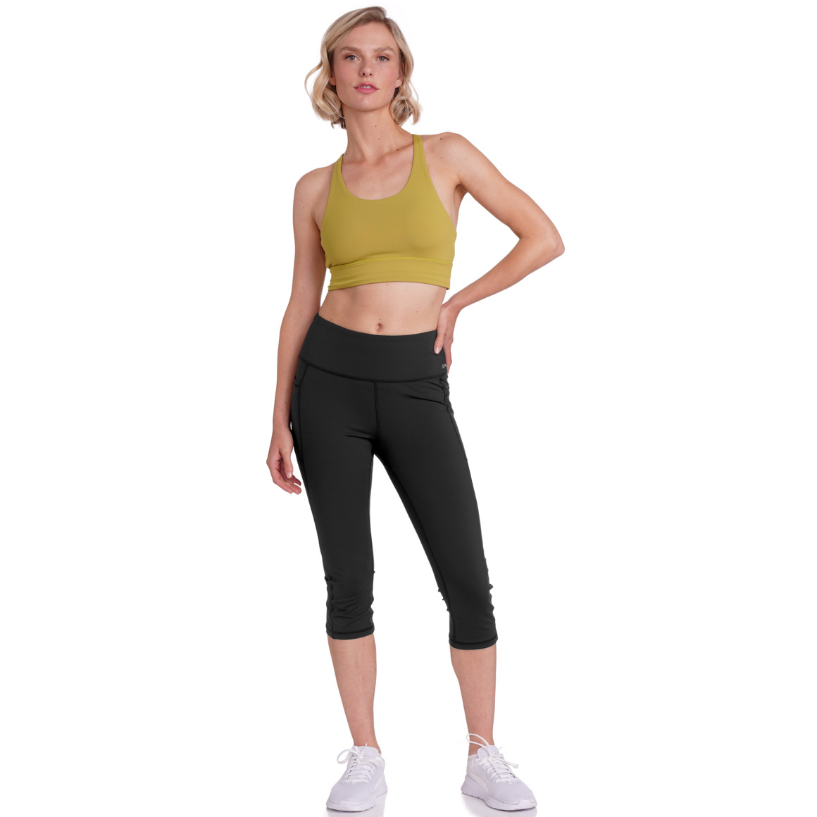 Damen Sport Capri-Leggings mit Taschen