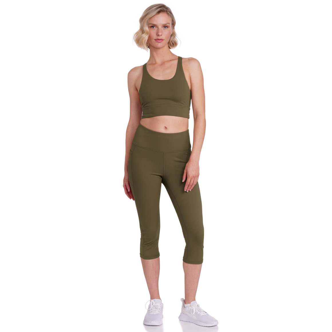 Damen Sport Capri-Leggings mit Taschen