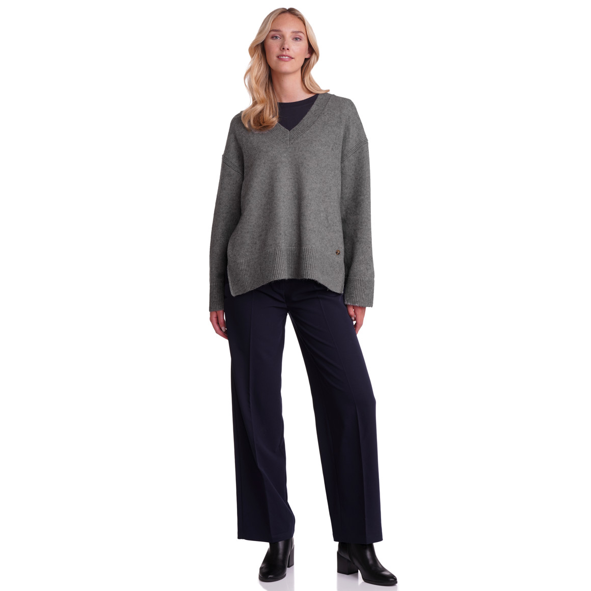 Dames gebreide trui met V-hals