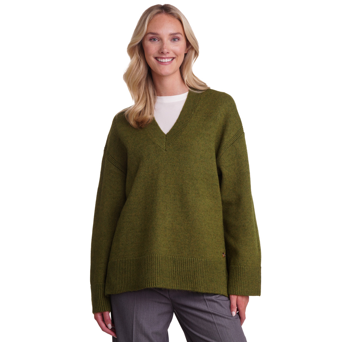 Dames gebreide trui met V-hals