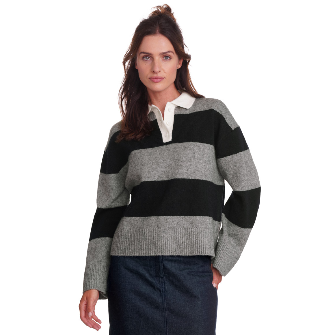 Gebreide damestrui met blokstrepen