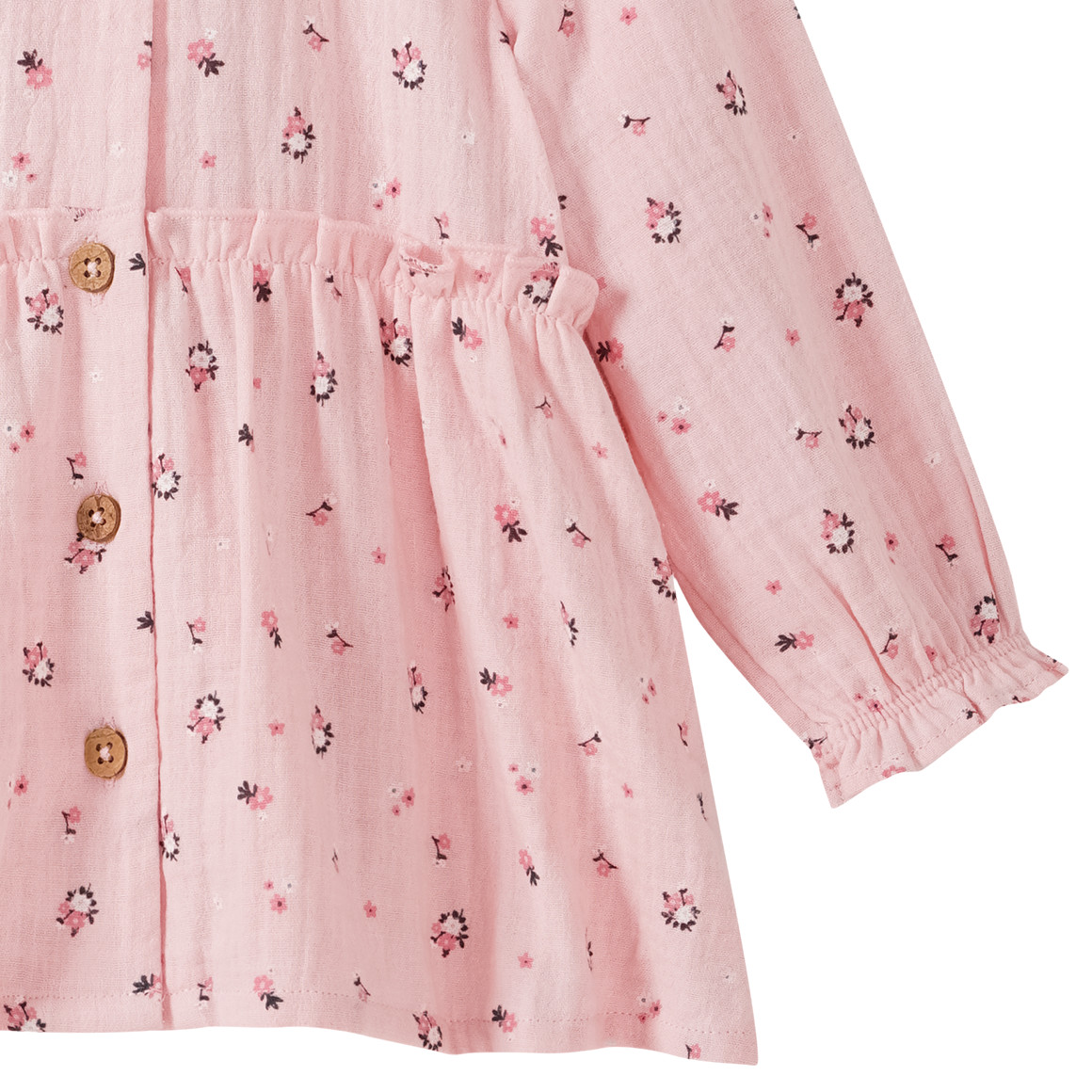 Mousseline babyblouse met bloemen allover