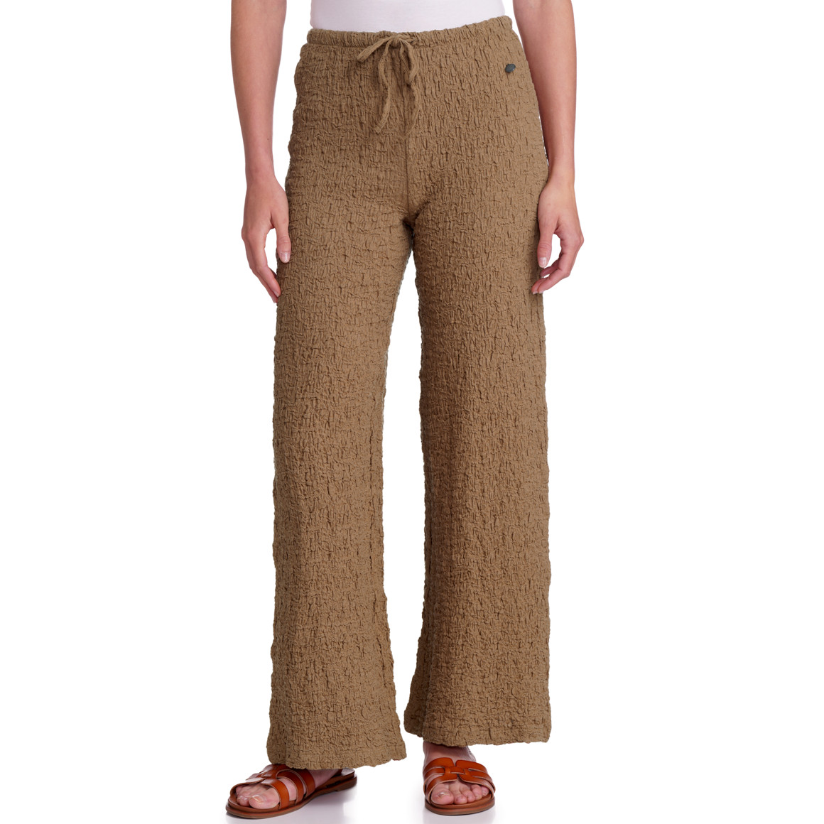 Damesbroek met wijde pijpen in crêpe-look