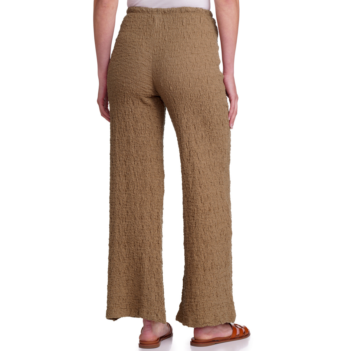 Damesbroek met wijde pijpen in crêpe-look