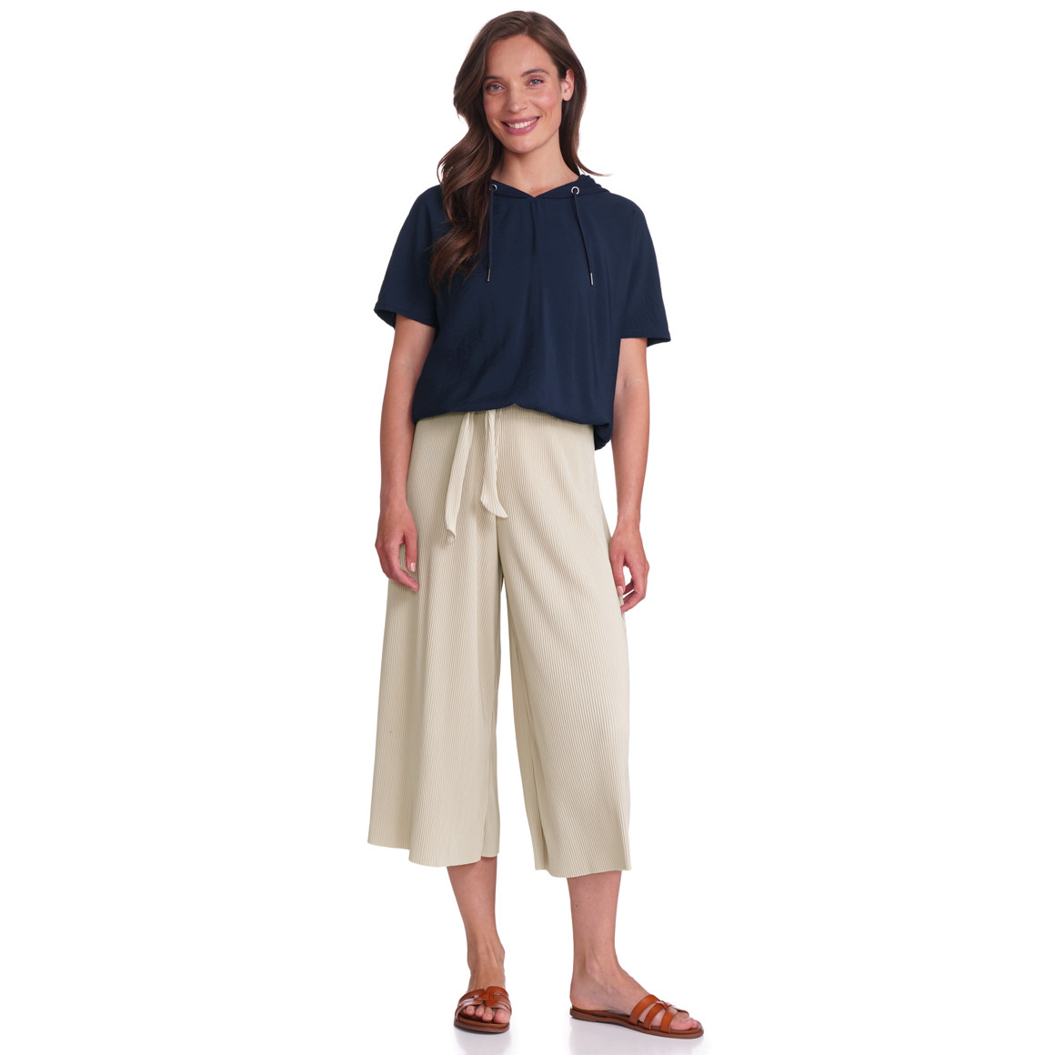 Damen Plissee-Culotte in Unifarben