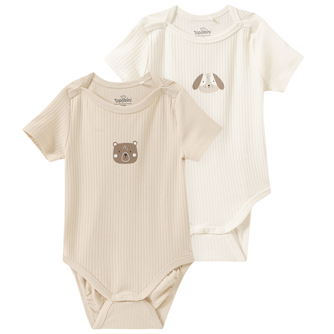 2 Baby Bodys mit Rippstruktur