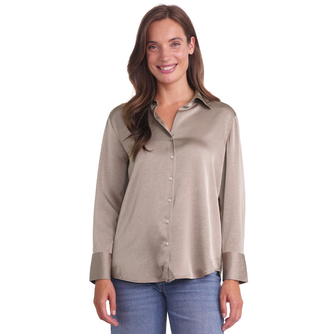 Damen Satinbluse mit Knopfleiste