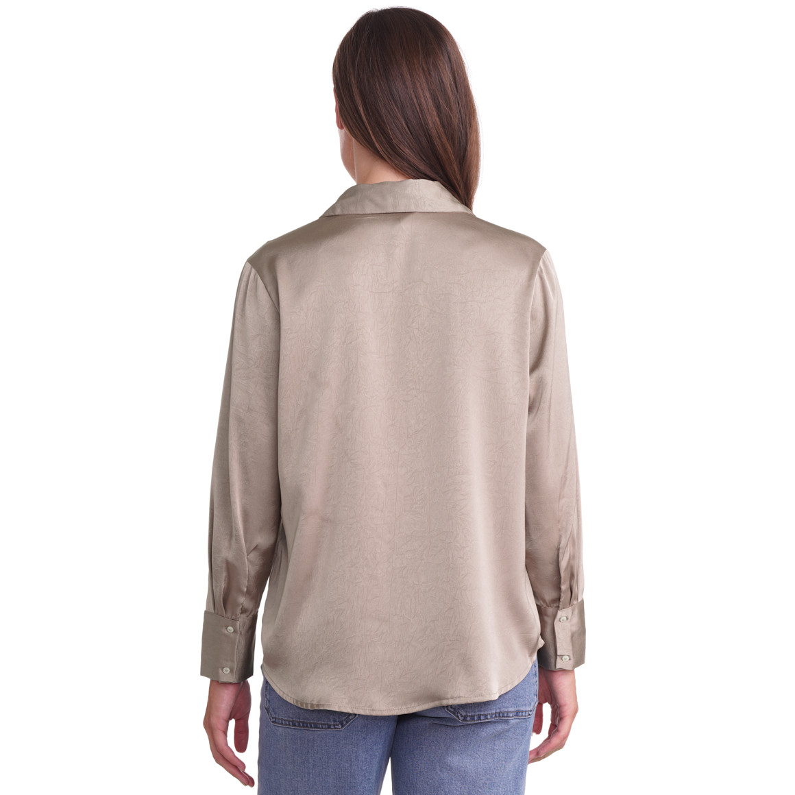 Damen Satinbluse mit Knopfleiste