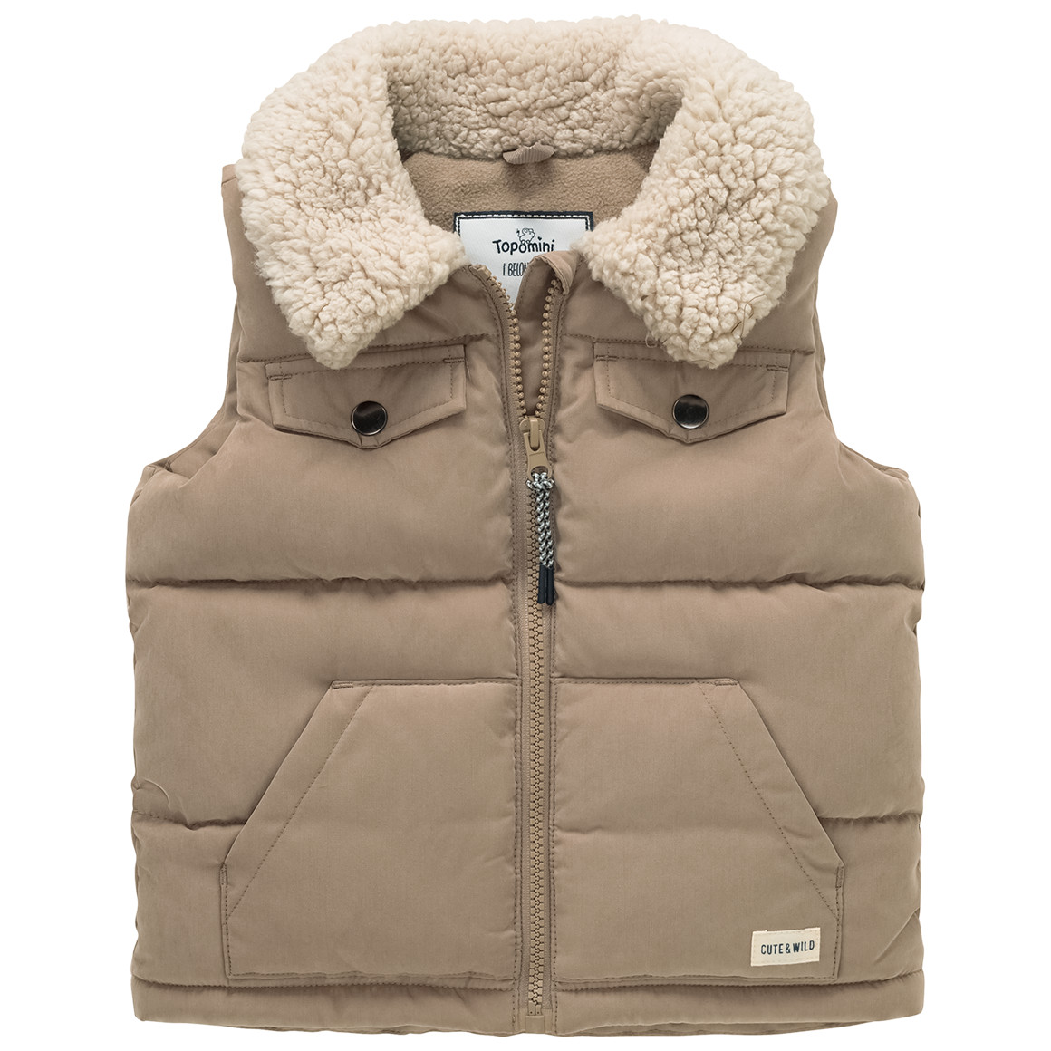 Baby gewatteerd vest met teddy kraag