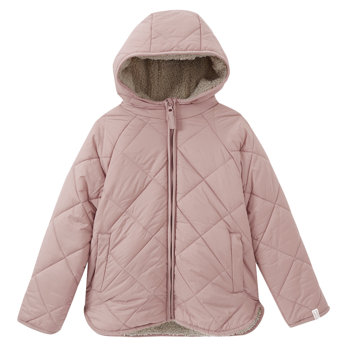 Gewatteerd meisjesjack met teddyvoering