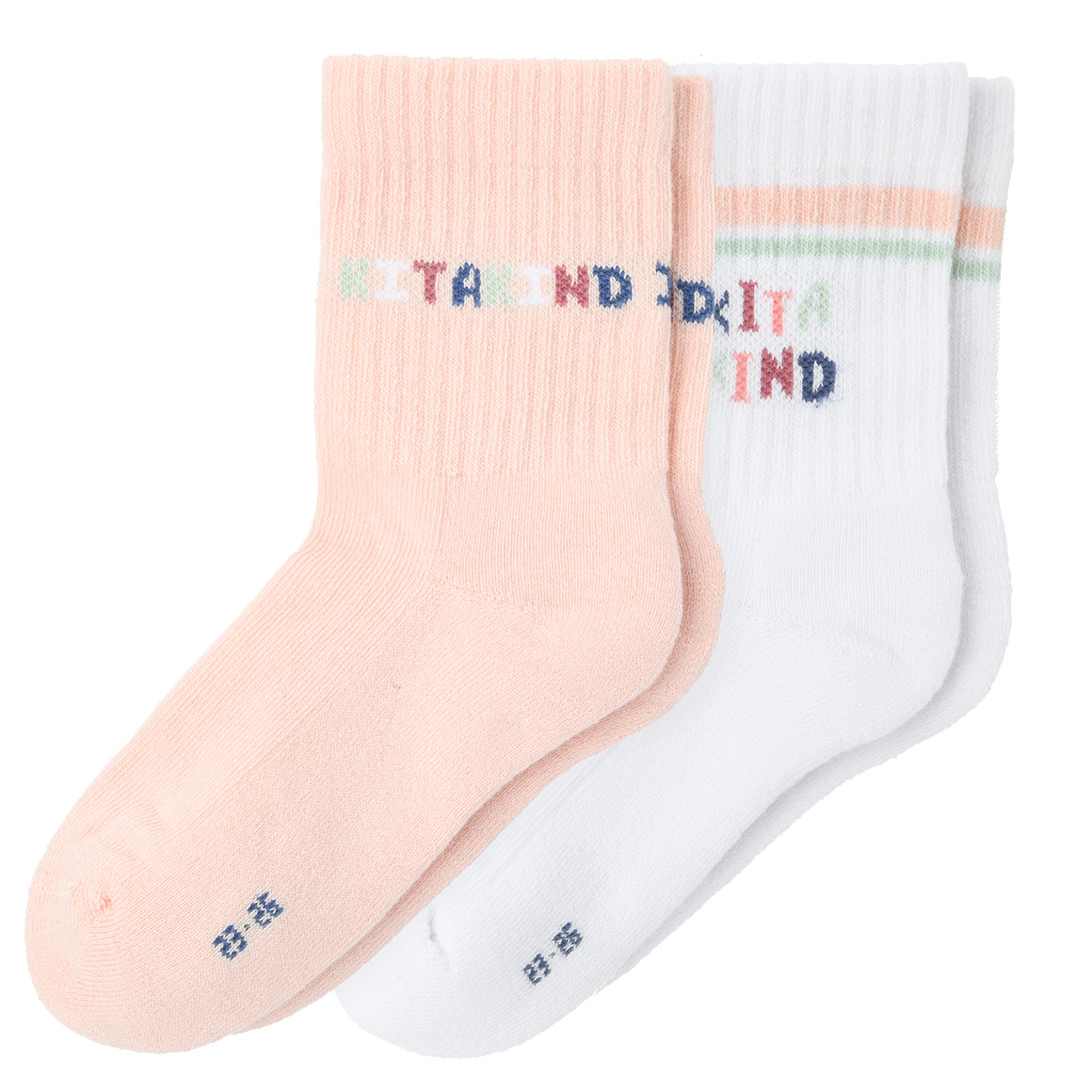 2 Paar Mädchen Tennissocken mit Kita-Motiv