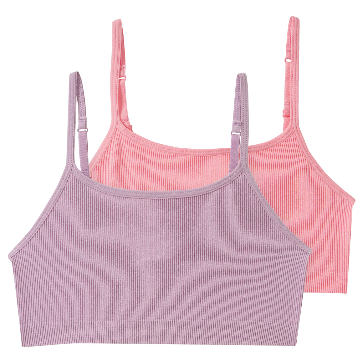 2 naadloze bustiers voor meisjes met geribde structuur
