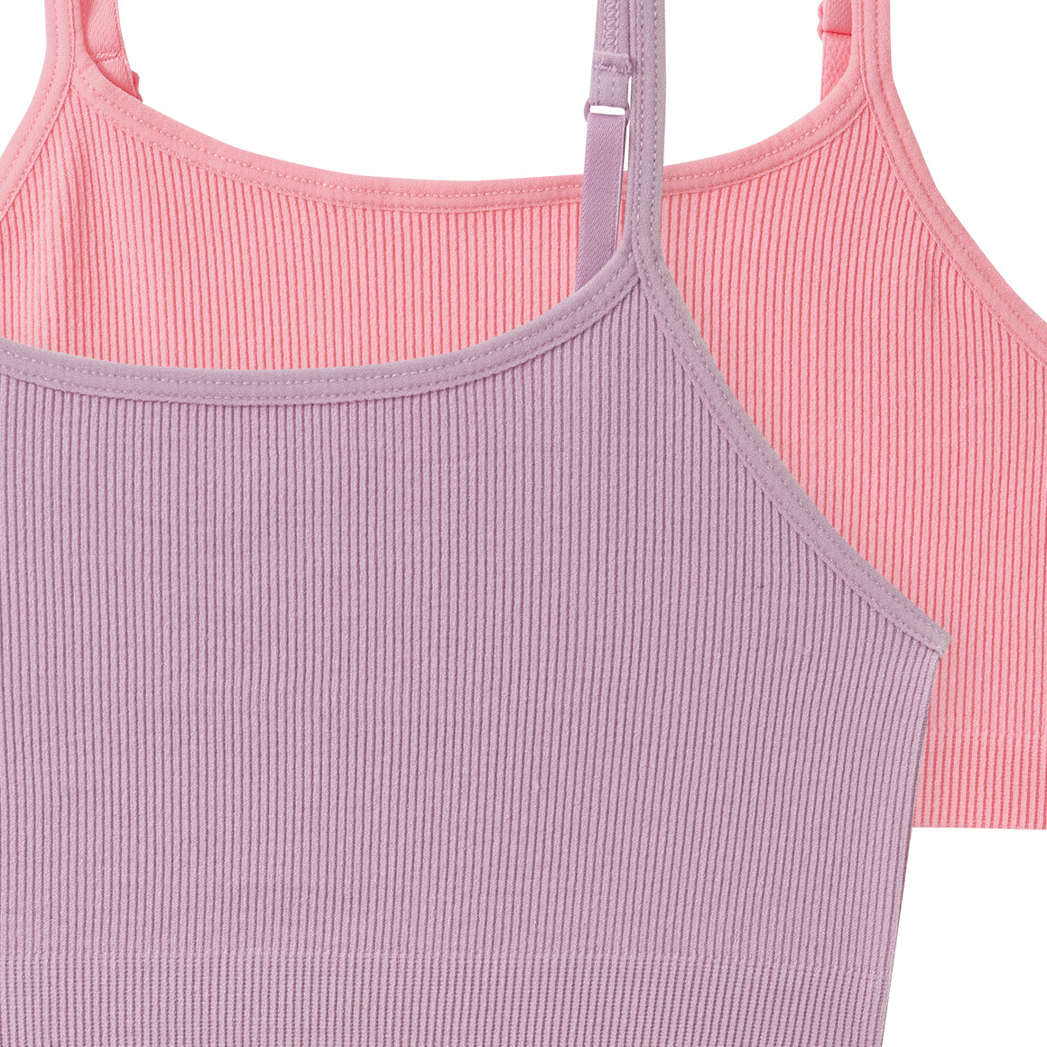 2 naadloze bustiers voor meisjes met geribde structuur
