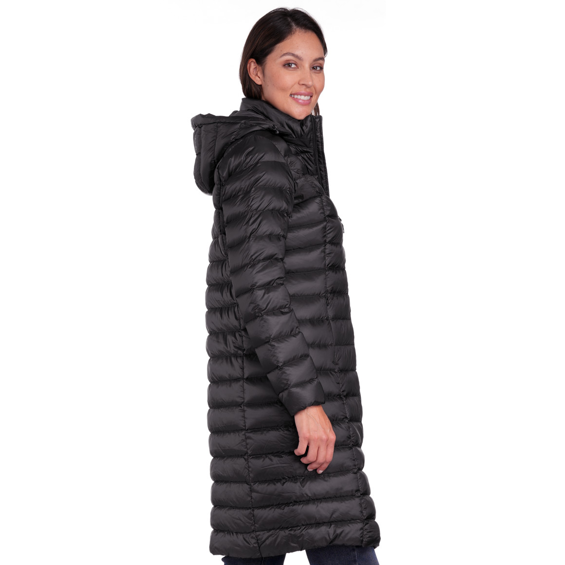 Dames zachte donsjas met capuchon