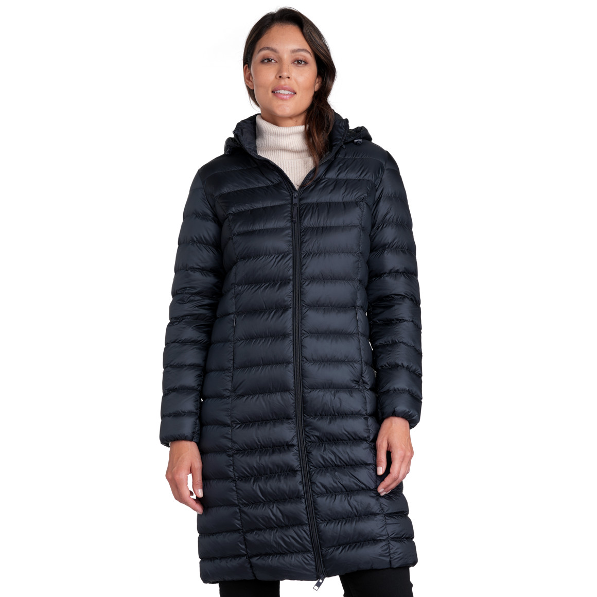 Dames zachte donsjas met capuchon