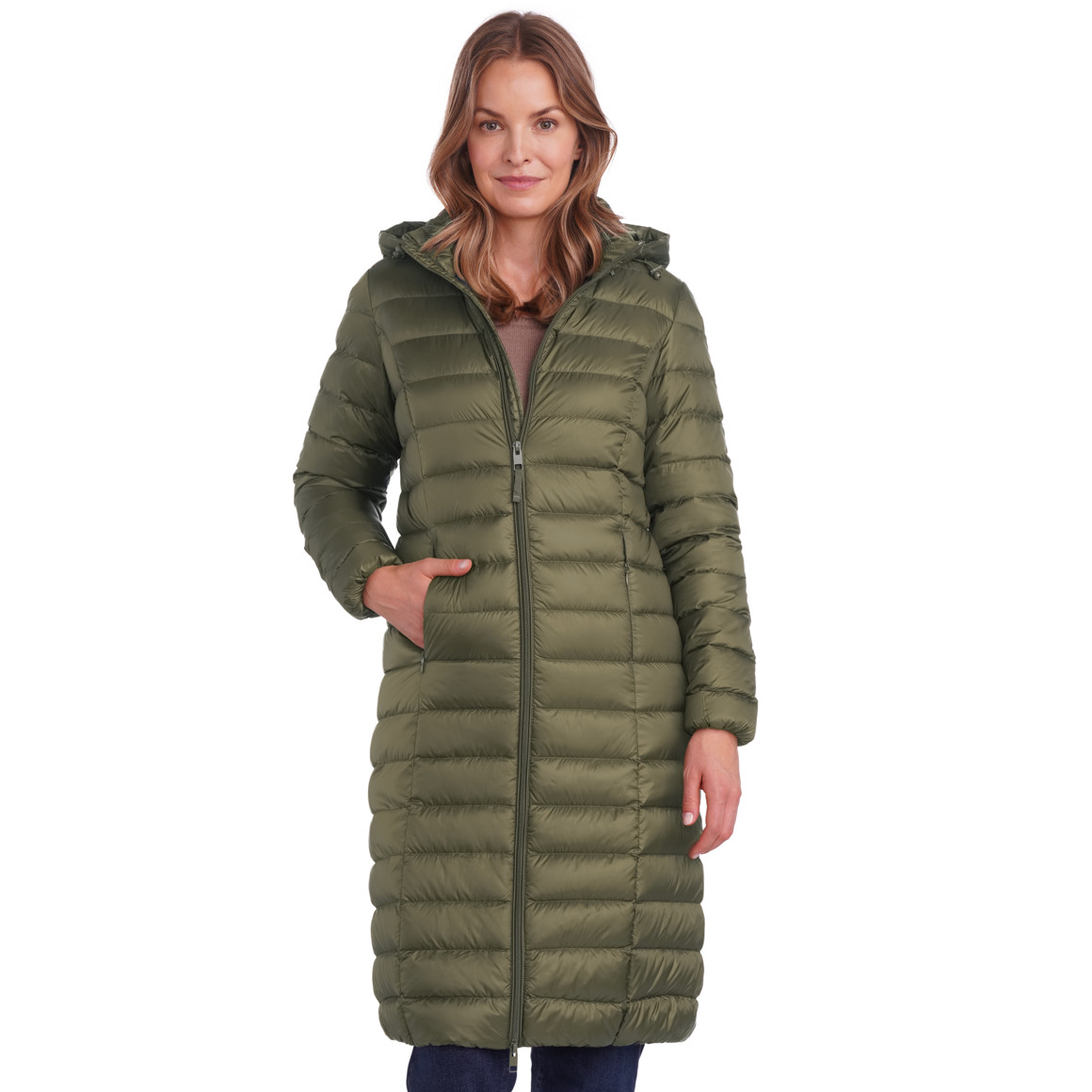 Dames zachte donsjas met capuchon