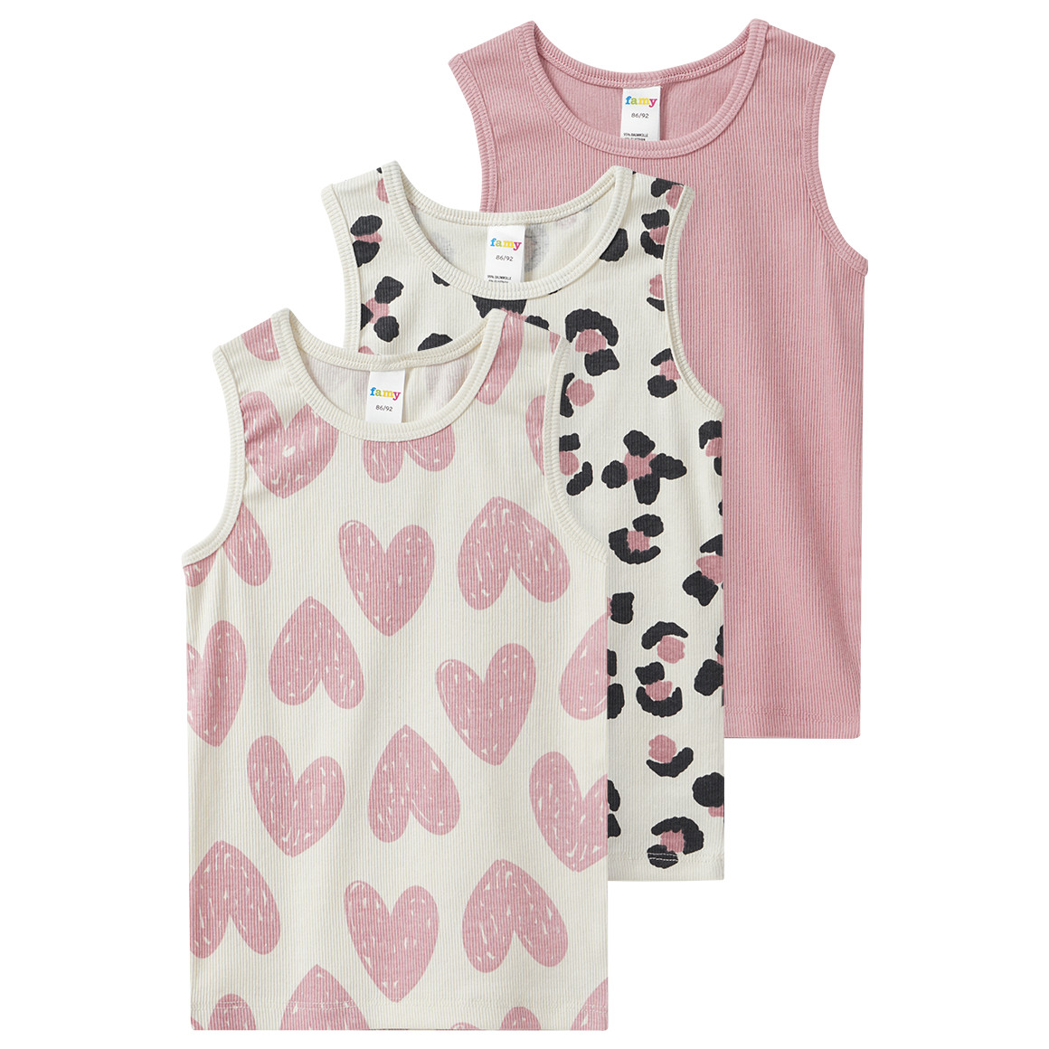 3 babyvestjes met geribbelde structuur