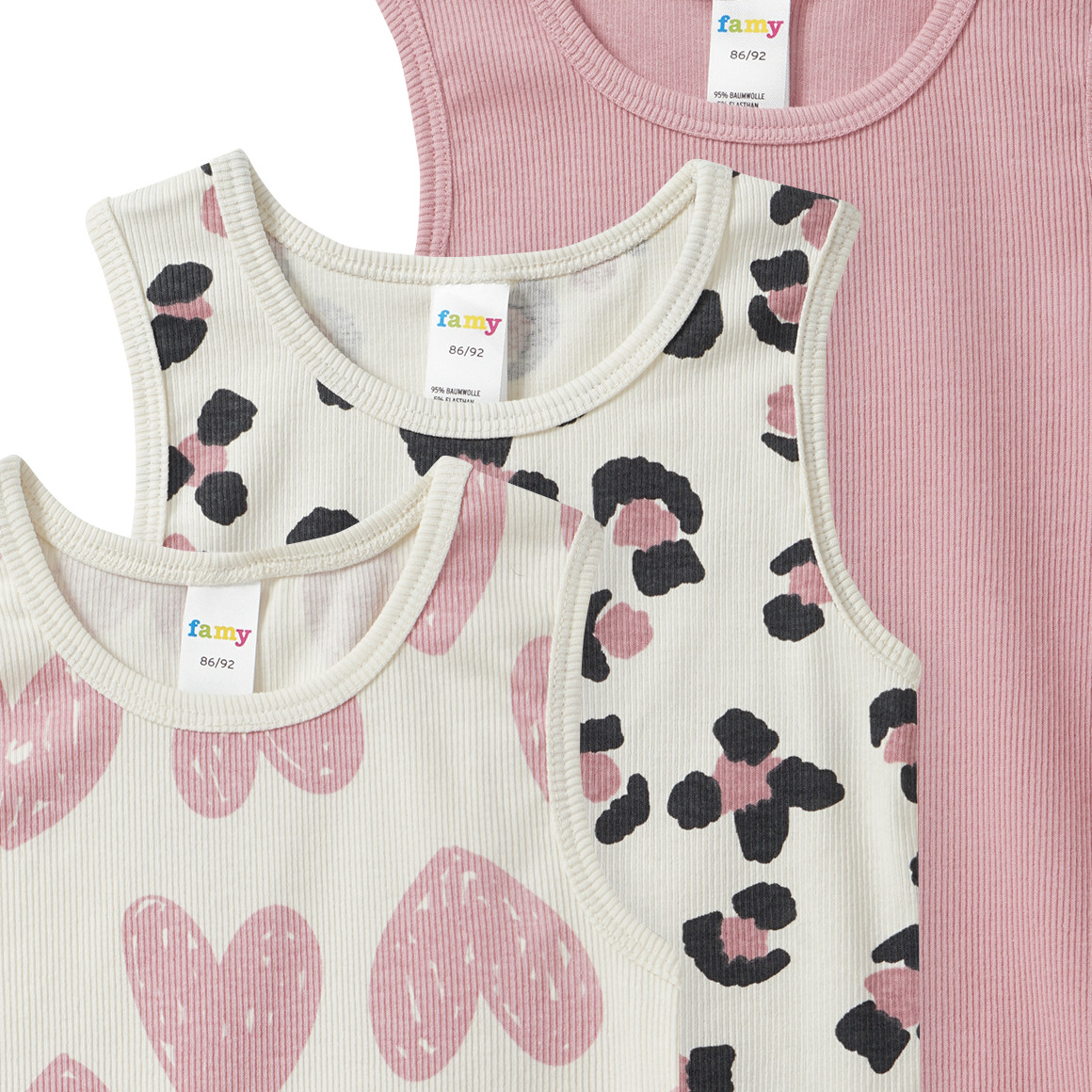 3 babyvestjes met geribbelde structuur