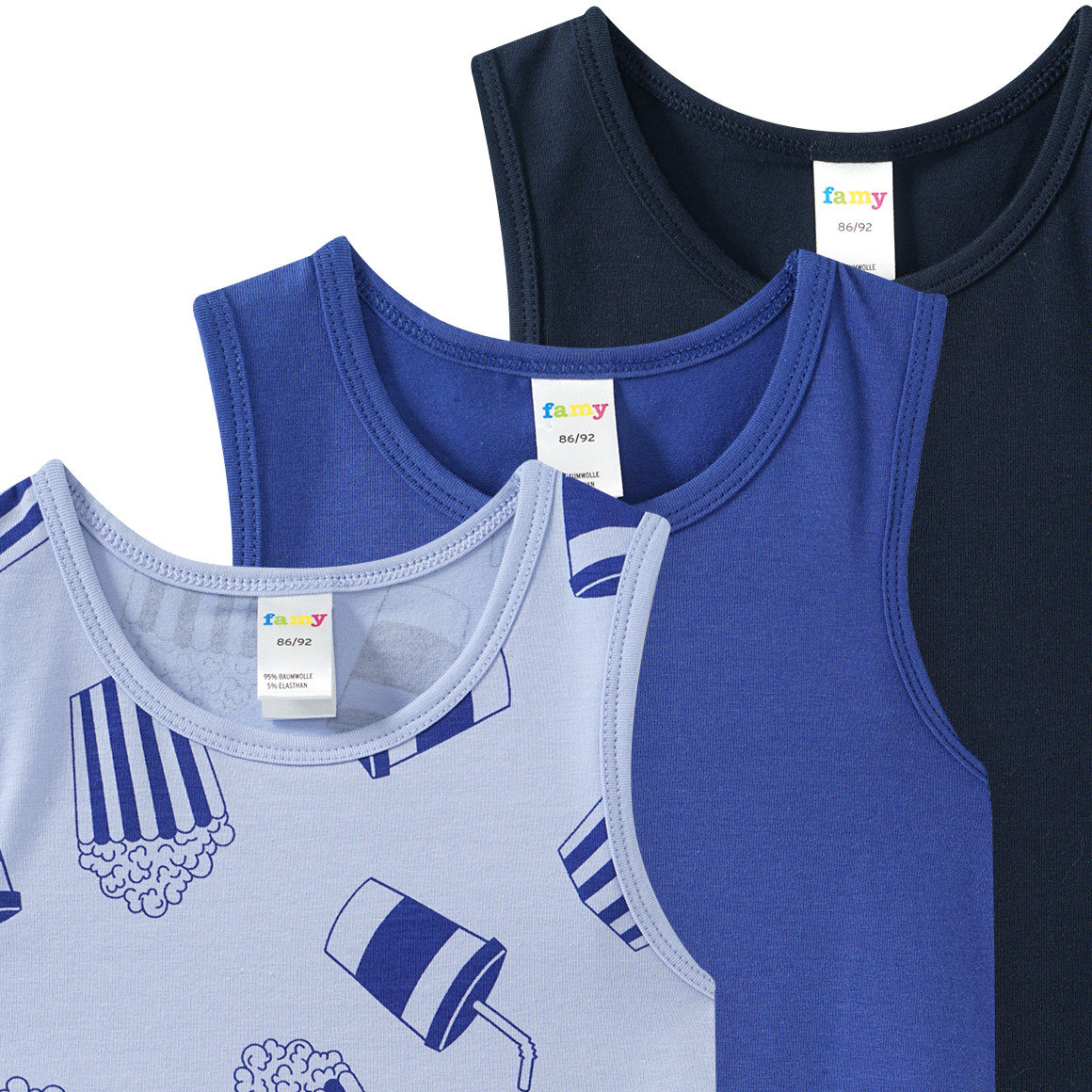 3 Baby  Unterhemden in verschiedenen Dessins