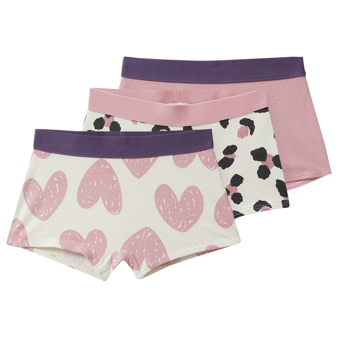 3 meisjes slips met geribde structuur